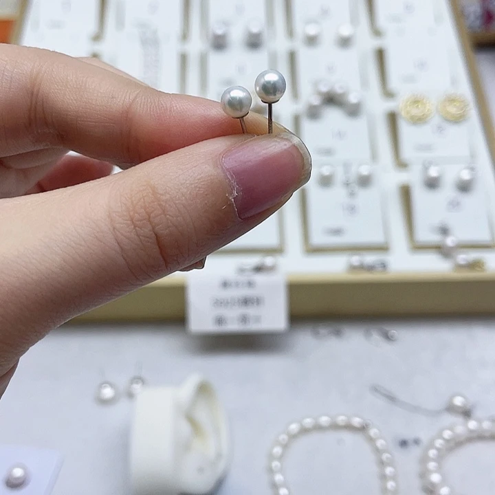 淡水珍珠耳饰银S925镶嵌潇*