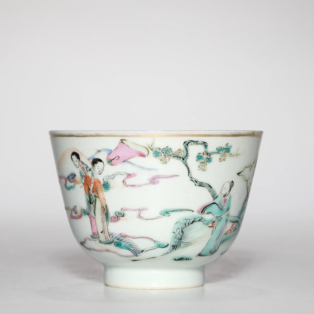 【预展专用】3362清晚期·粉彩人物杯【古董拍卖】