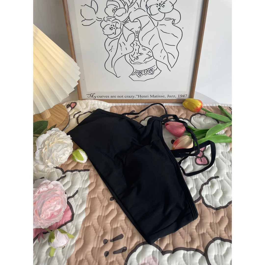 Fabric202361黑色细肩带美背-6B
