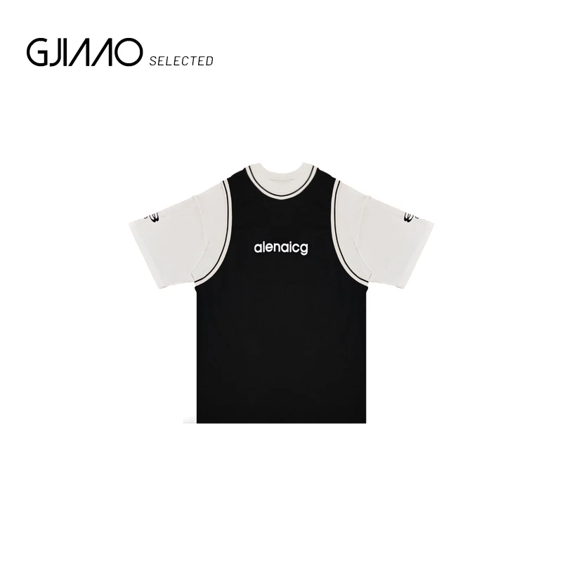 252367 黑白撞色字母休闲连衣裙