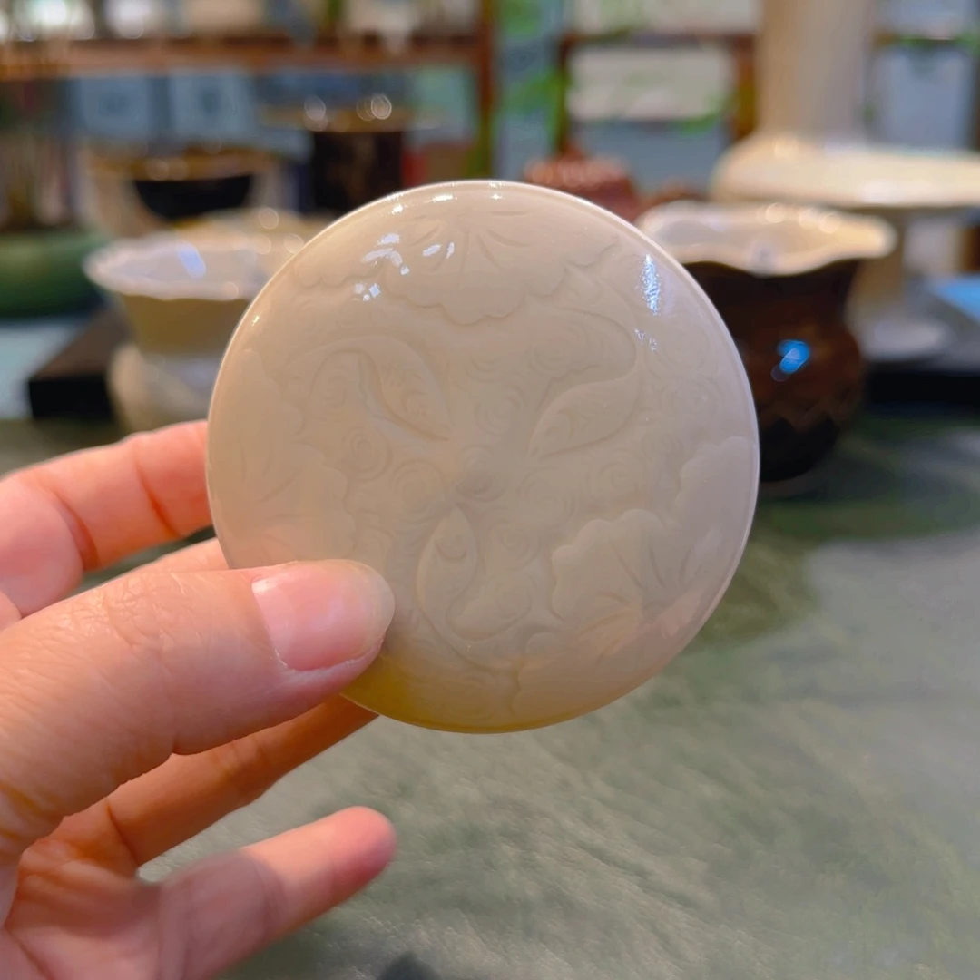 仿古定瓷 小粉盒 口7.2