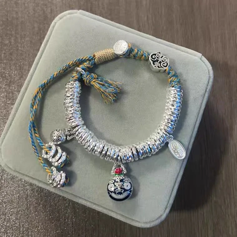 足银手链 999.9 【09】 45g 如意吞金兽足银盘缠古风纯手工手链