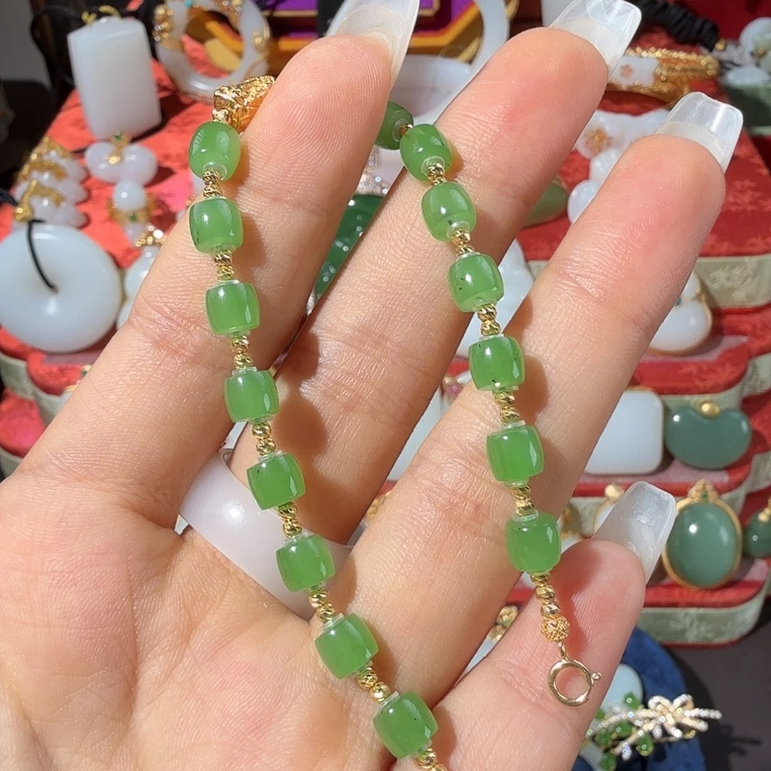 和田玉18K金镶嵌颈饰