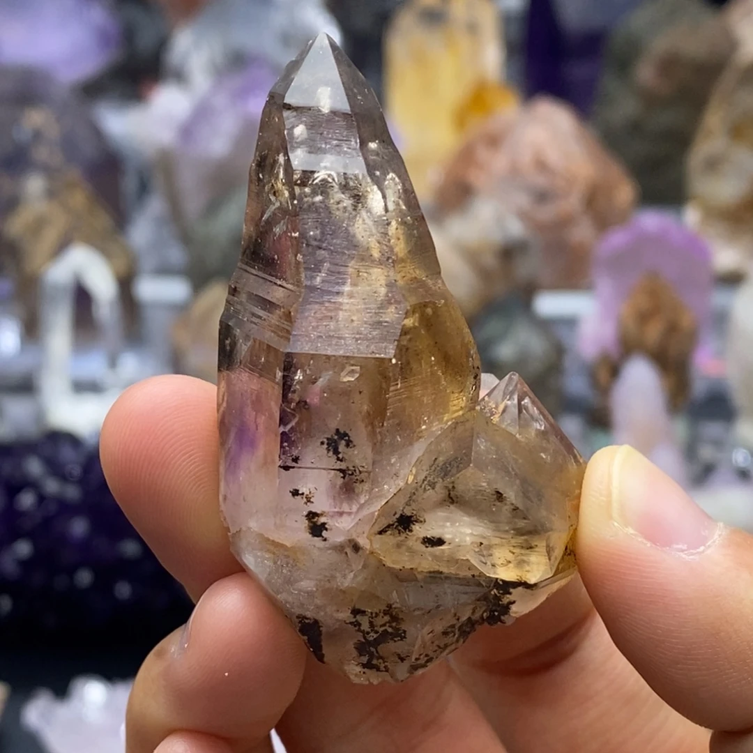 未镶嵌摆件水晶纳米紫心黄泥