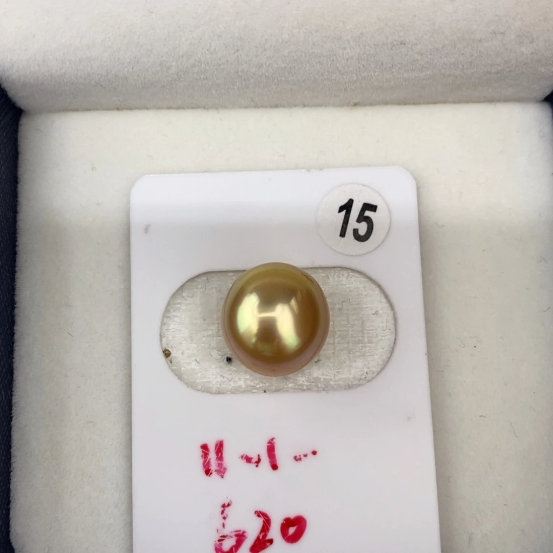 定制海水珍珠未镶嵌裸珠金珠浓金炫彩11.9mm