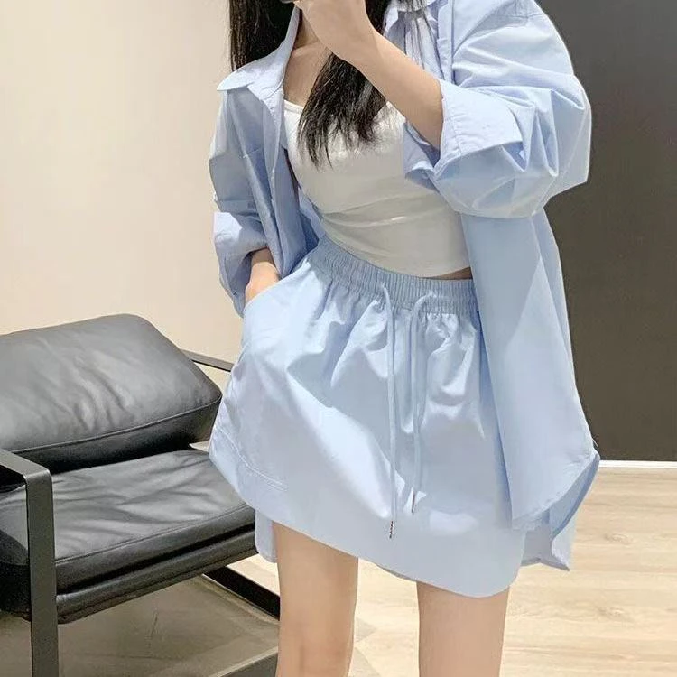 慵懒风休闲风时尚套装吊带短裤夏季上衣显瘦时尚阔腿