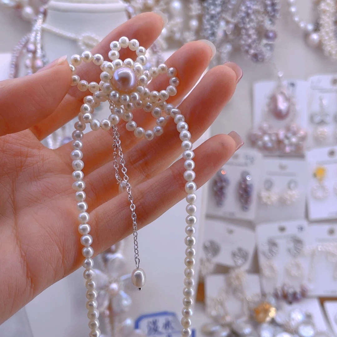 未镶嵌耳饰淡水珍珠项链