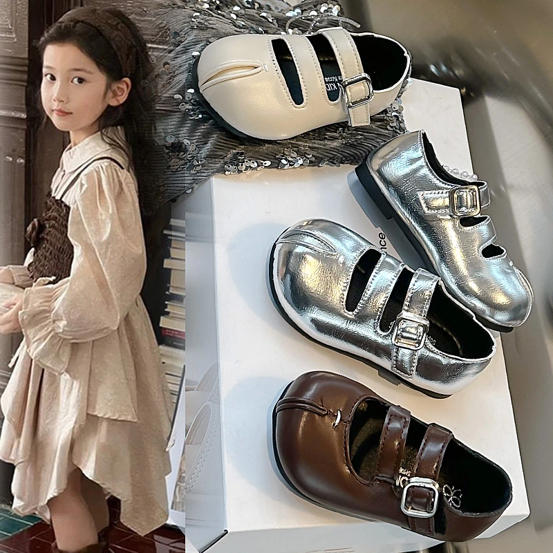 2025年秋季镂空包头小皮鞋女童舒适轻便纯色简约玛丽珍鞋 318 TY