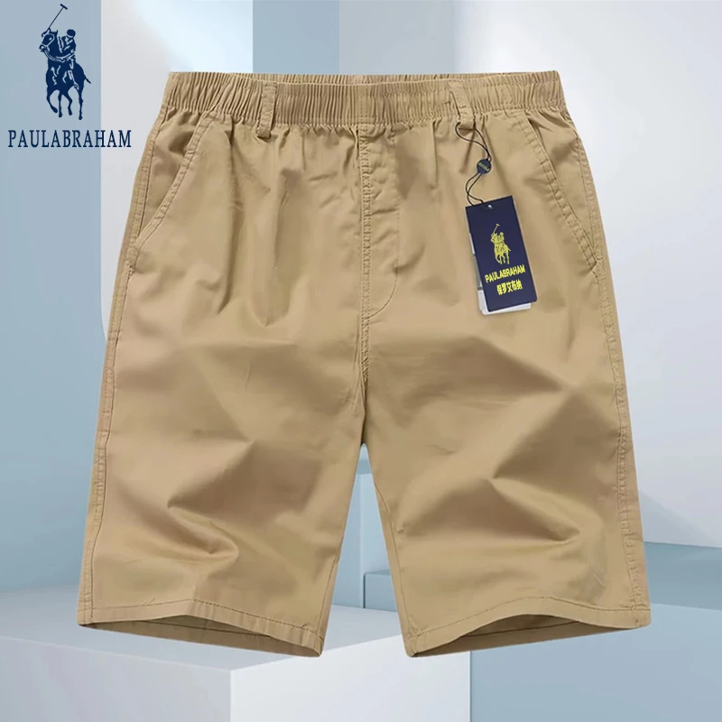 保罗艾布纯棉短裤男士夏季薄款宽松大裤衩休闲舒适五分裤爸爸装