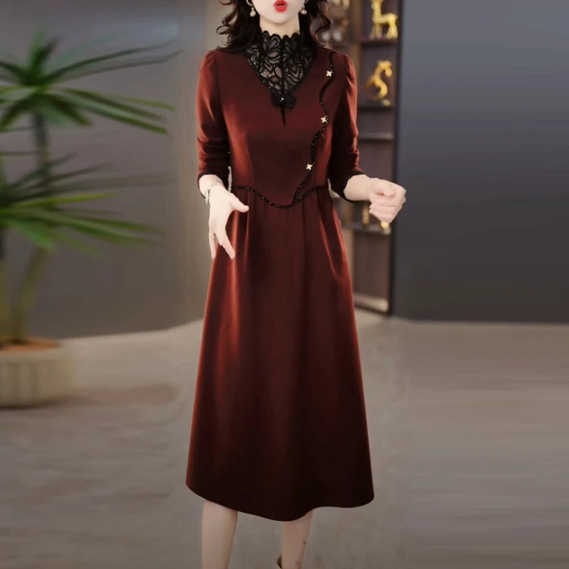 时尚轻奢保暖加厚打底裙2025冬季新款修身中长款过膝内搭连衣裙子