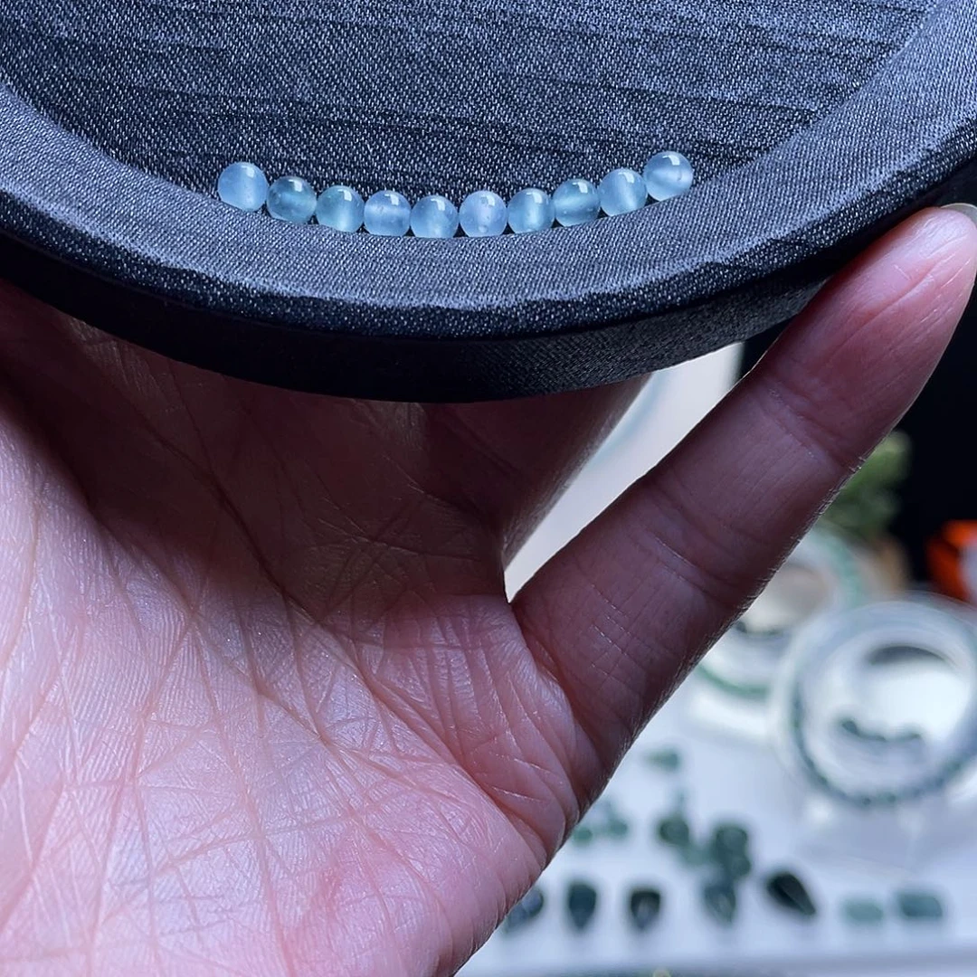 翡翠散珠天然A货翡翠卡4.2小米珠一组10颗