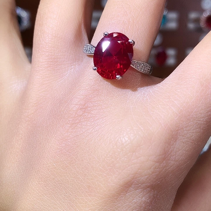 925银鸽血红戒指白