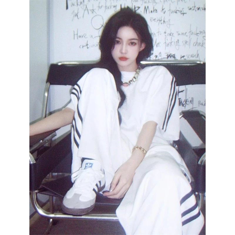 炸街时尚网红运动套装女夏短袖大码宽松韩版学生休闲两件套ins潮