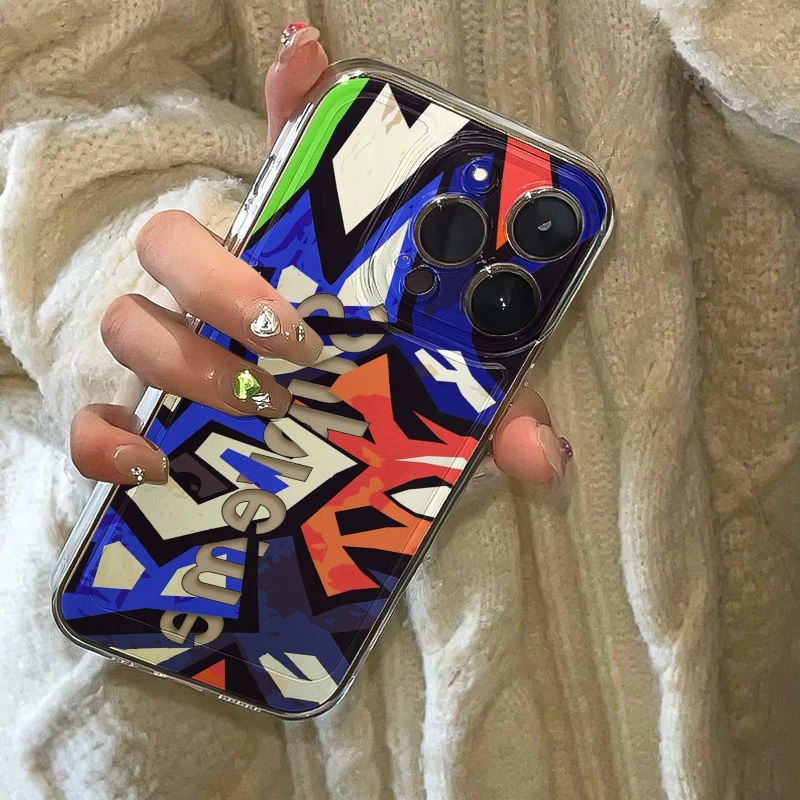 涂鸦SP银风格适用于苹果16ProMax手机壳太空壳清新15ProMax搞笑13