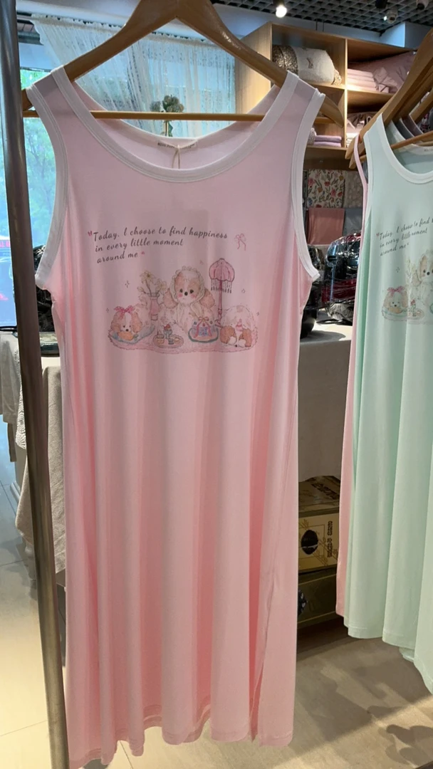 可爱卡通莫代尔凉感无袖睡裙女夏季可外穿家居服