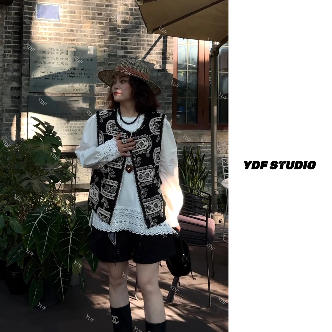 YDFSTUDIO【拉曼剧院】欧货高品重工早秋腰果花设计时尚百搭马夹