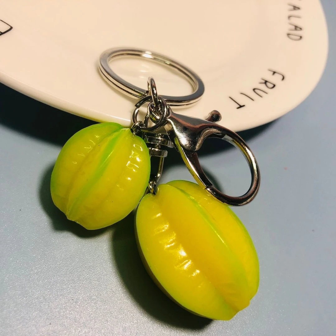 卡通树脂水果杨桃钥匙扣钥匙链圈钥匙链情侣闺蜜钥匙扣送人礼品