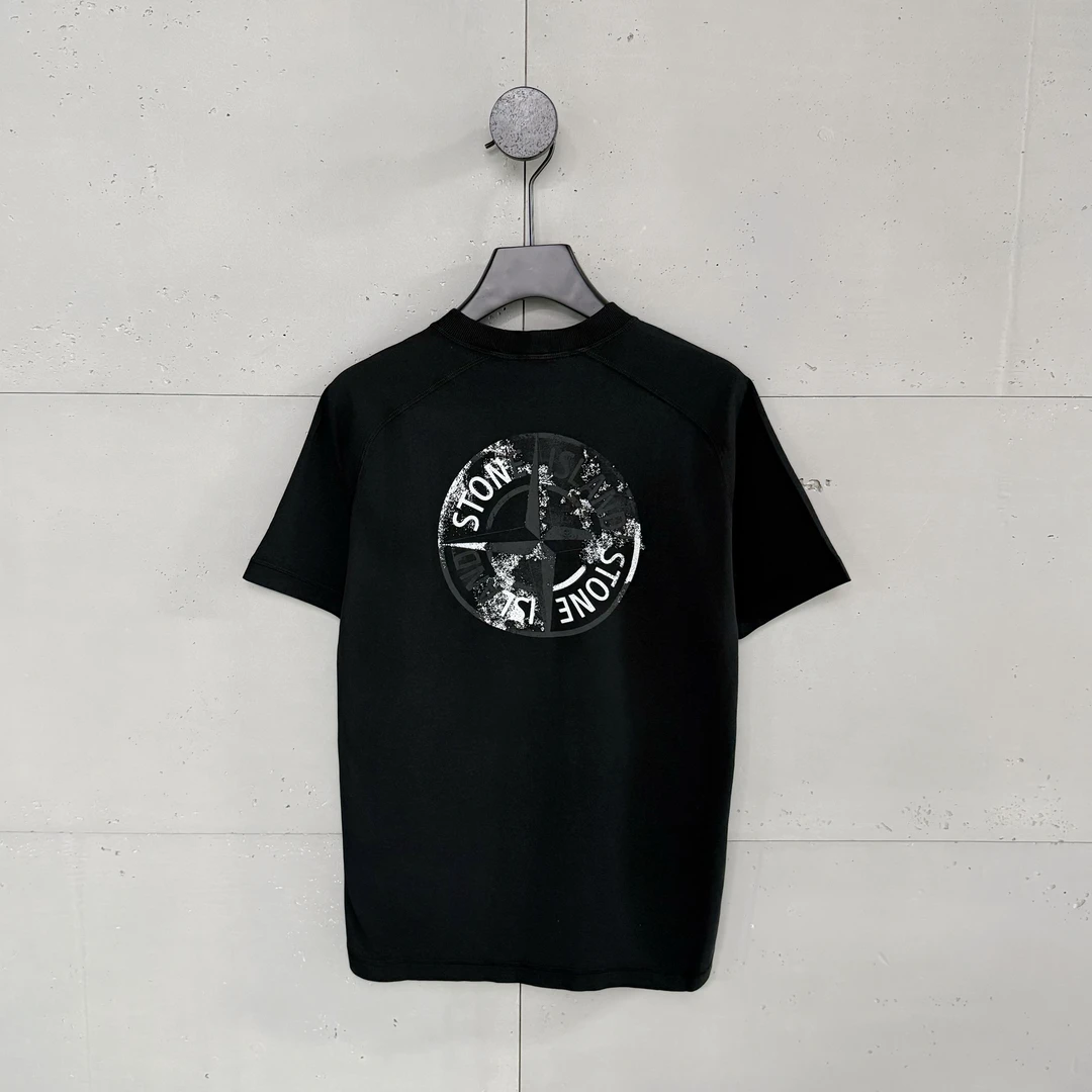 未使用 STONE ISLAND 石头岛黑色经典指南针印花logo短袖T恤
