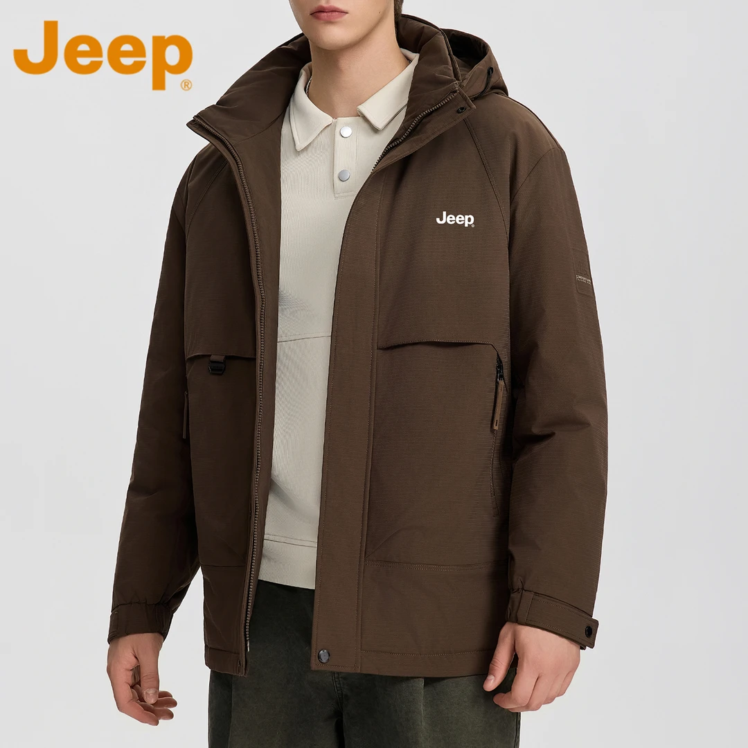 JEEP吉普90鸭绒保暖连帽羽绒服男款冬季加厚宽松休闲潮流百搭外套
