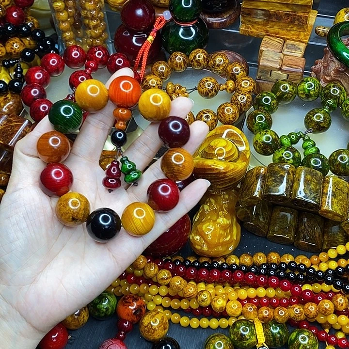 松木琥珀木文玩手串