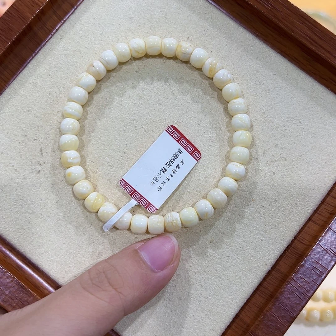 手链蜜蜡未镶嵌6.5m瓷白老型单圈