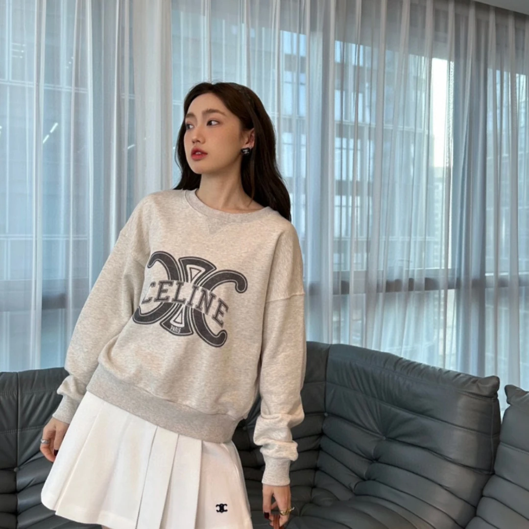 未使用 Celine/思琳 凯旋门印花短款卫衣 S码 D19753