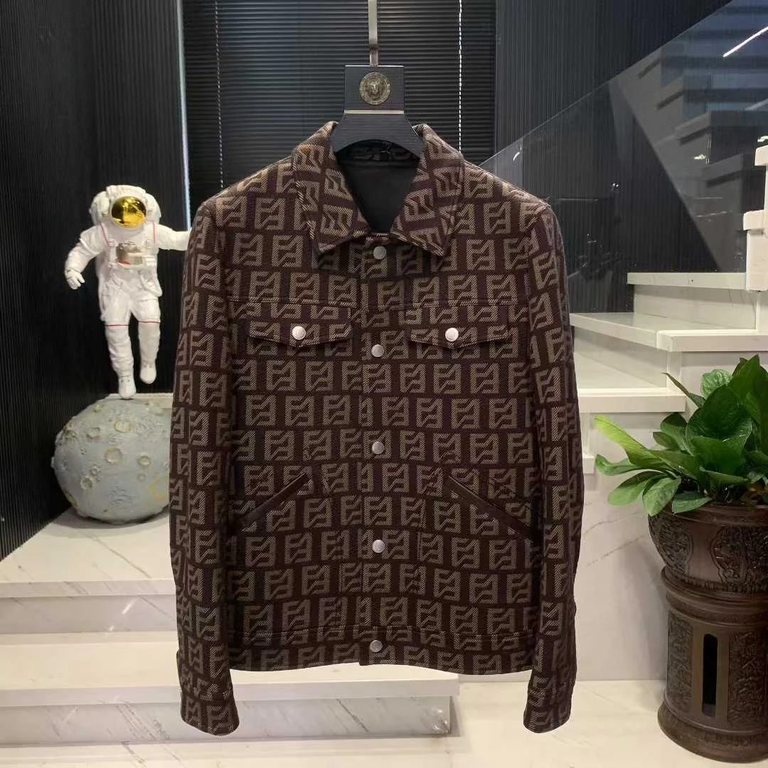 176121   新款男士高奢时尚潮流花纹方领夹克外套