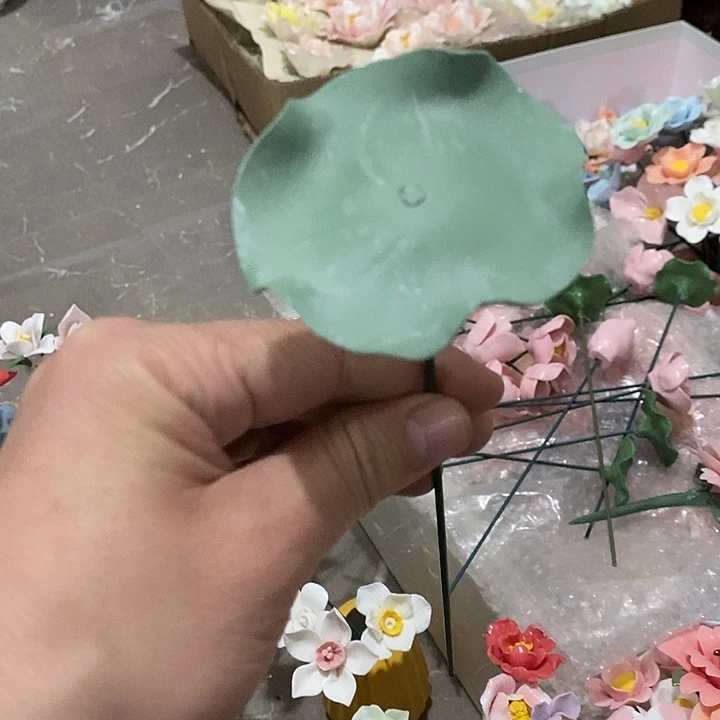 瓷片纯手工陶瓷花摆件瑕