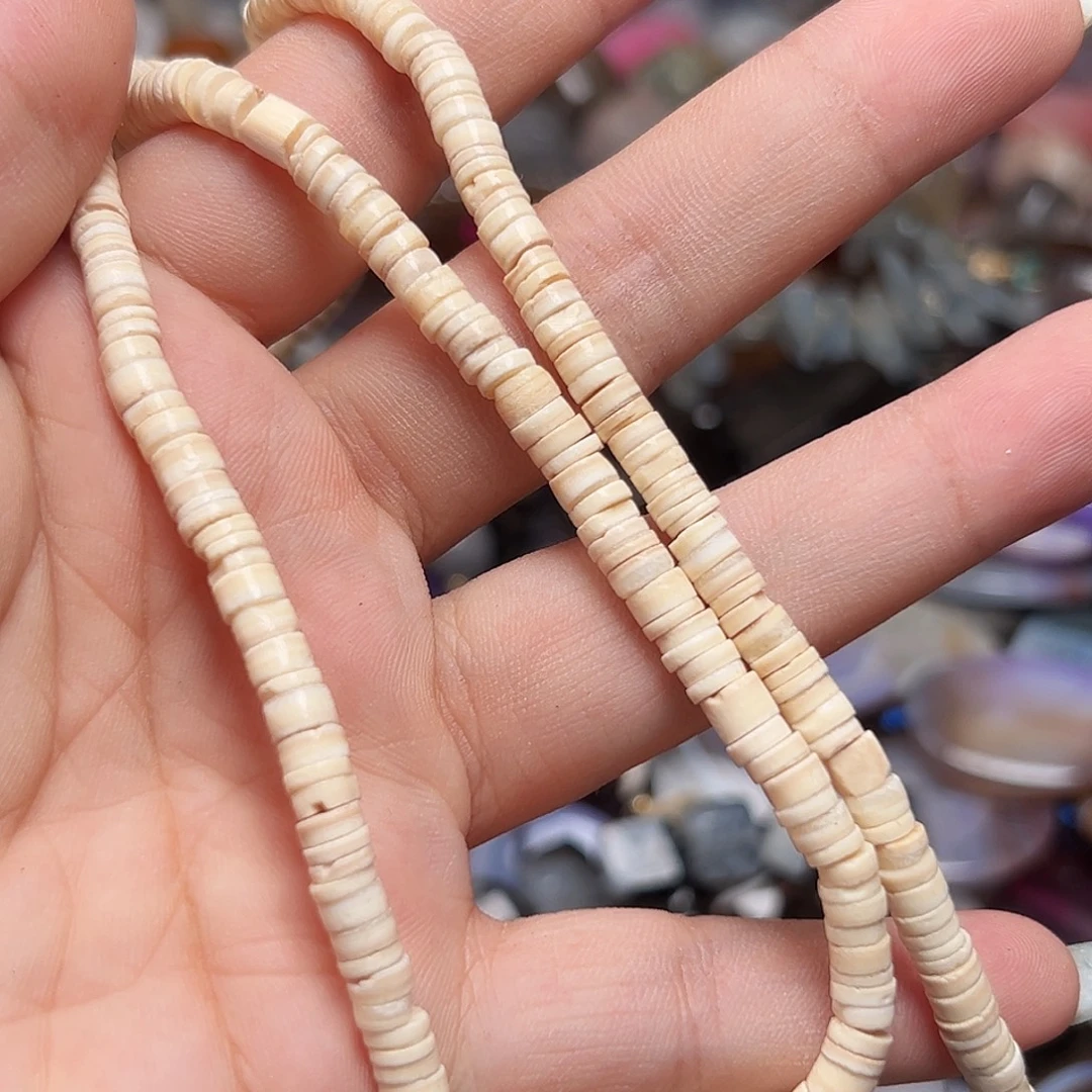 玛瑙/玉髓合金珠宝半成品D25. 天然木瓜贝一条6mm