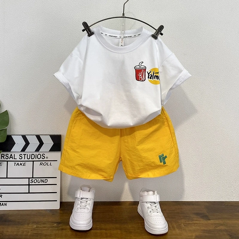 男童夏季短袖套装洋气儿童薄款夏装2025新款痞帅宝宝时髦童装衣服