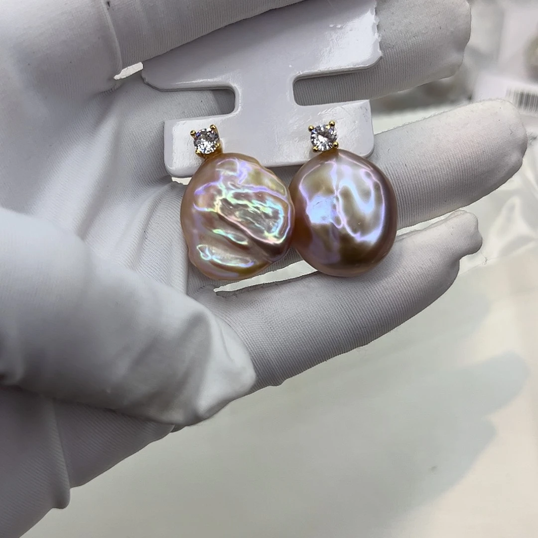 淡水珍珠耳饰合金