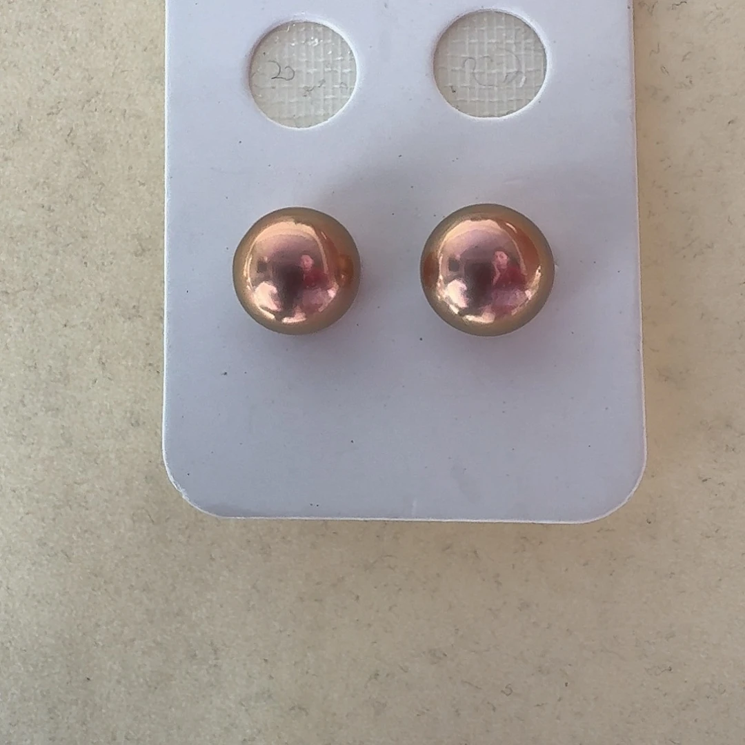 淡水珍珠耳饰银S925镶嵌9-10mm金属紫耳钉