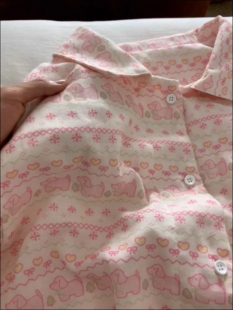 【DMXJ大梦想家】软萌可爱卡通印花睡衣女夏季甜美风居家短裤两件套