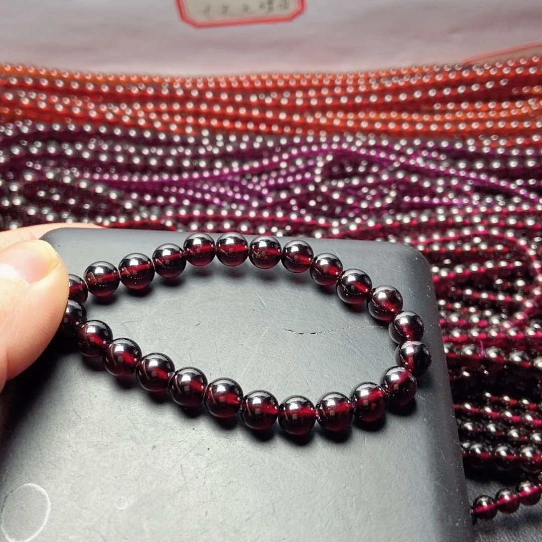 未镶嵌手链石榴石7酒红色