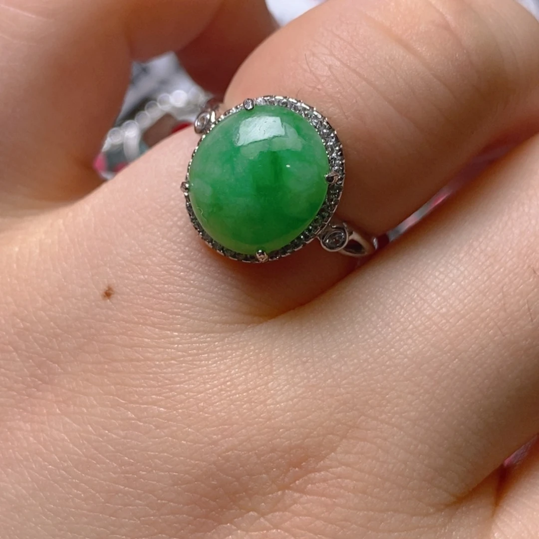 银S925镶嵌戒指翡翠百内无证书