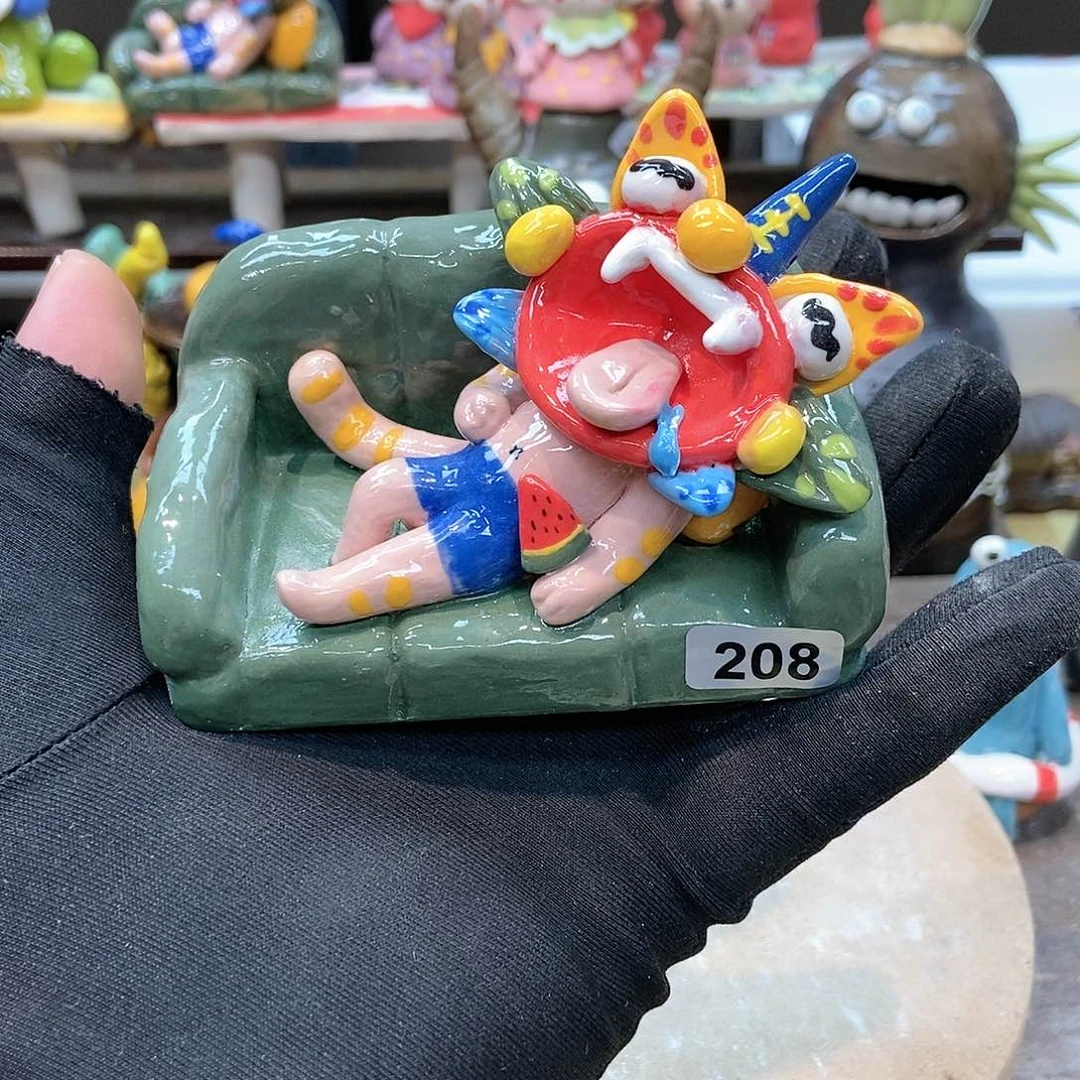 摆件直播间手工抽象陶瓷摆件208