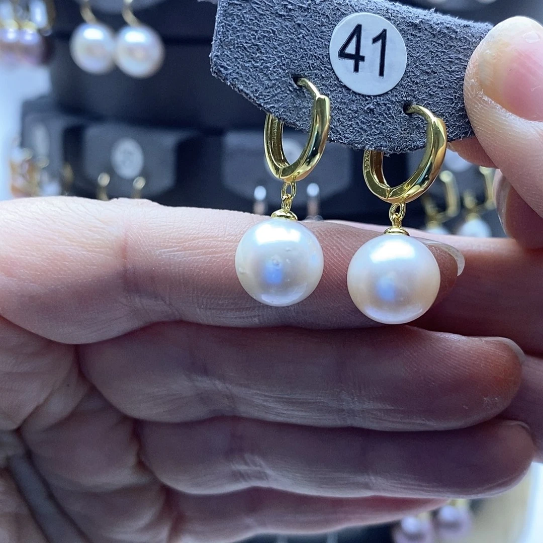 淡水珍珠耳饰银S925镶嵌