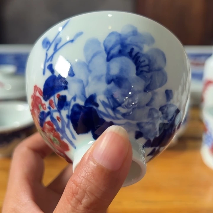 摆件原矿青花釉里红瓷器