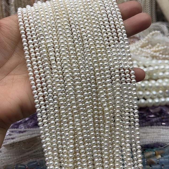 玛瑙/玉髓未镶嵌珠宝半成品一条3.5mm左右近圆珍珠