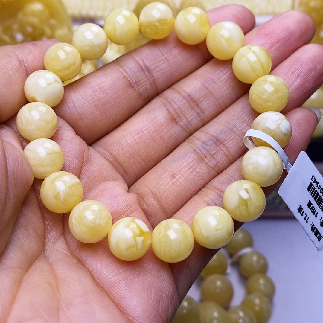 蜜蜡未镶嵌手串10圆珠手串
