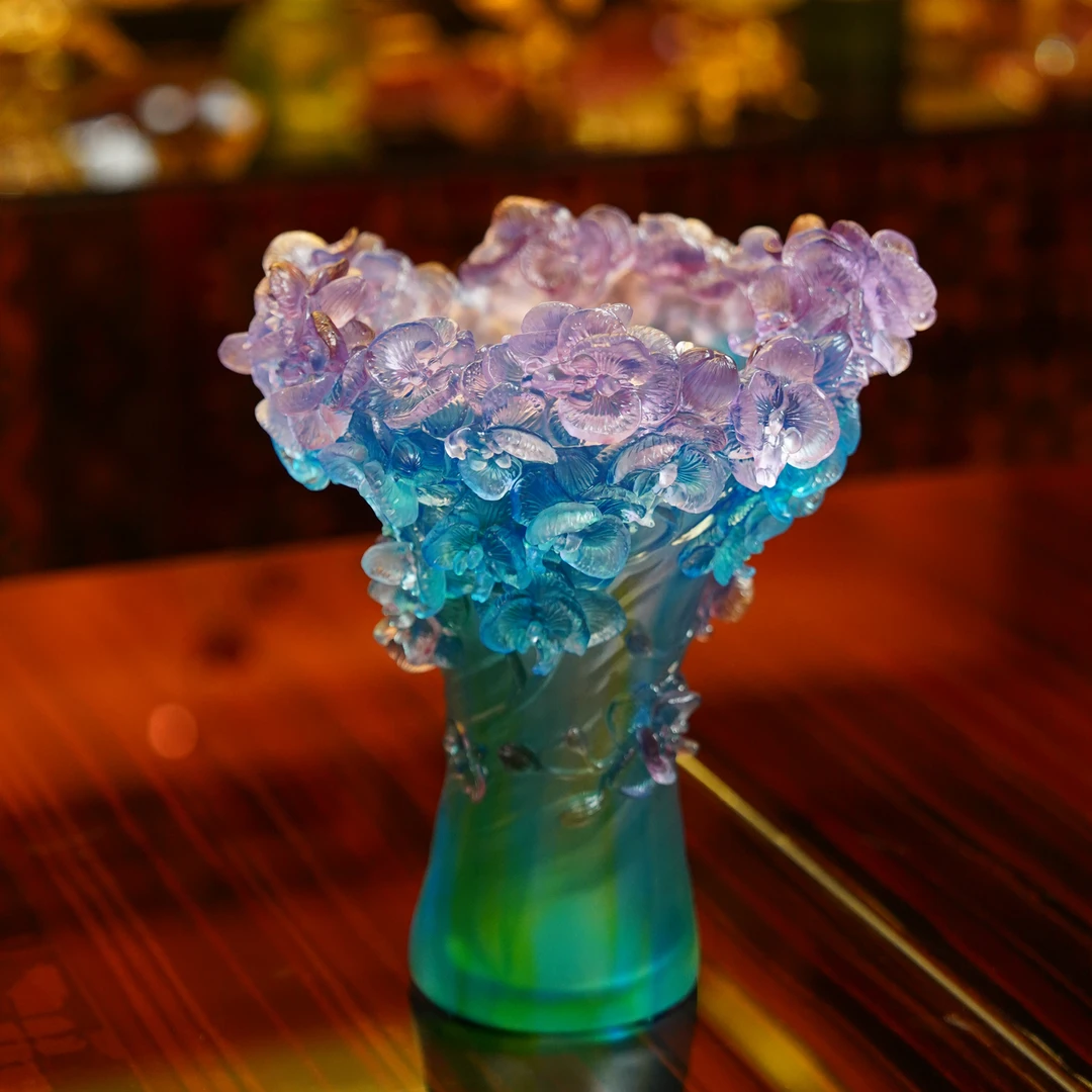 【本尼家】LL70非遗好物琉璃大号蝴蝶兰花瓶摆设家居桌面开业摆件