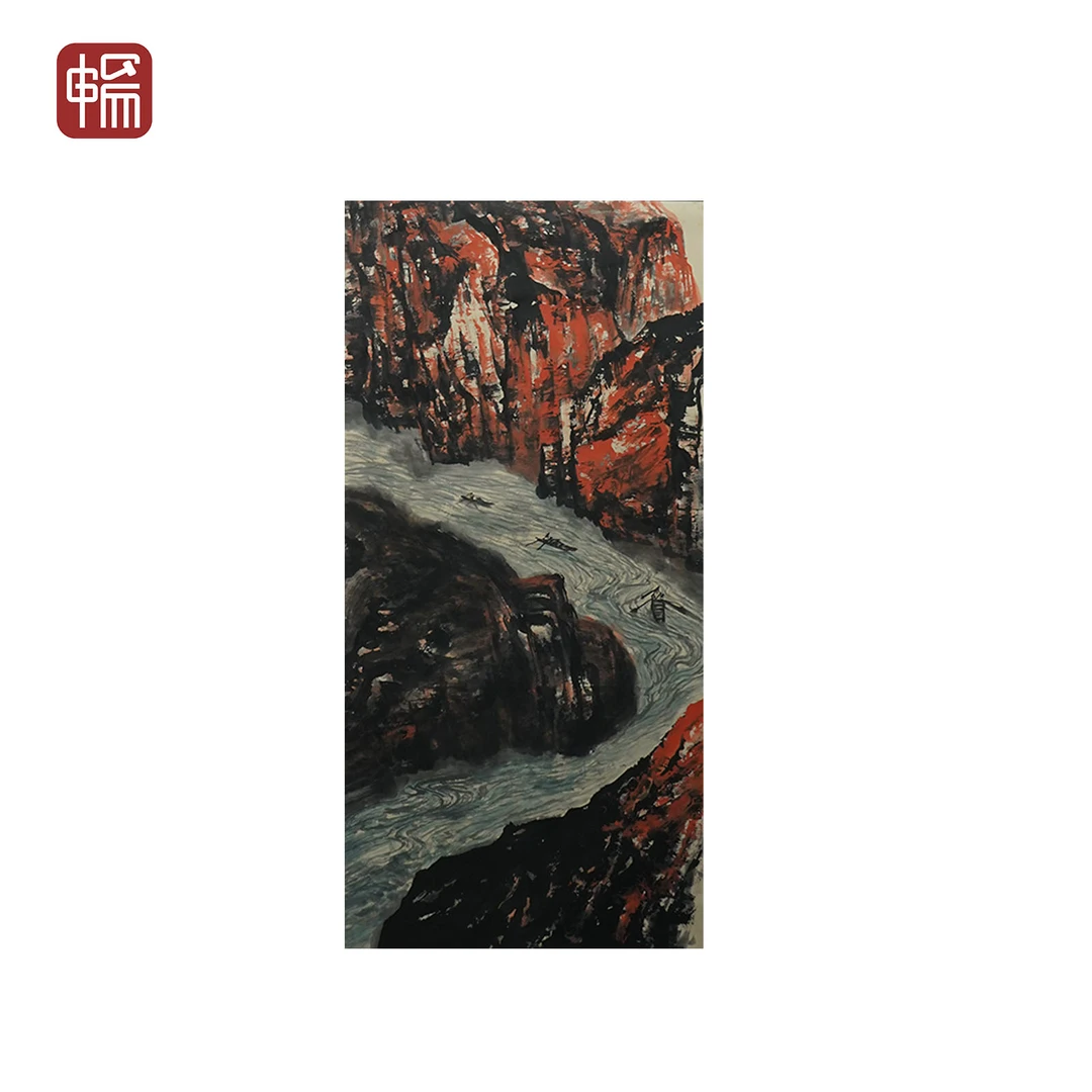 B056 激流勇进 67*137（8.26）纸本立轴 YQ