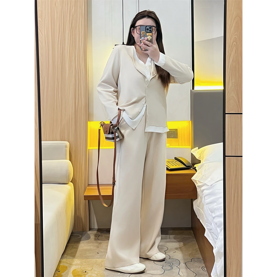 断码捡漏~墨雨云间 / 松弛感撞色款上下两件套8216花契200斤胖mm