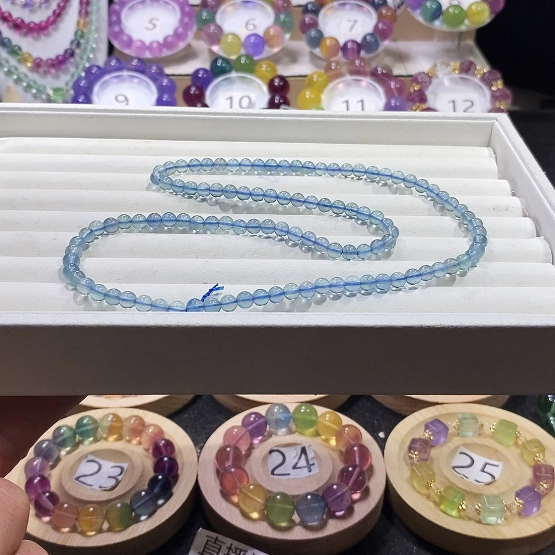 萤石手链未镶嵌天空蓝三圈5➕