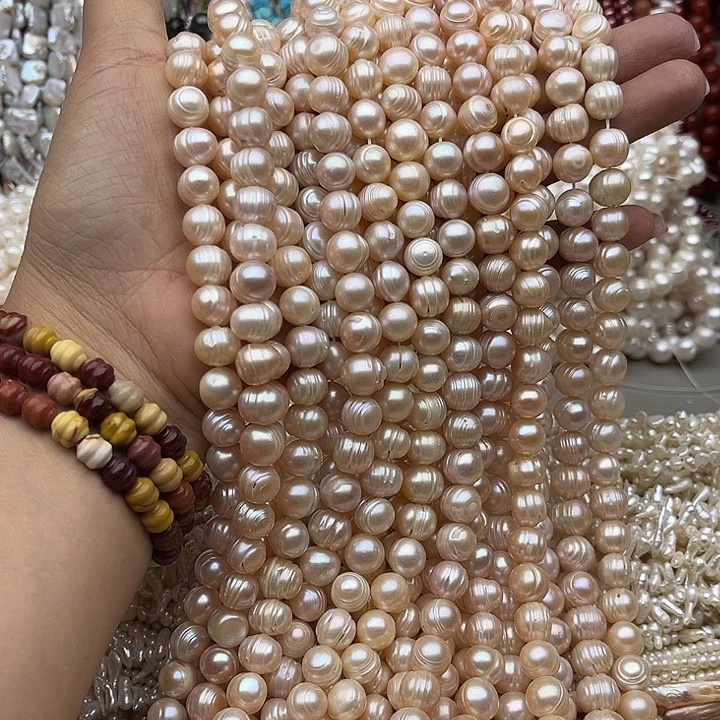 玛瑙/玉髓未镶嵌珠宝半成品一条10mm左右螺纹珍珠