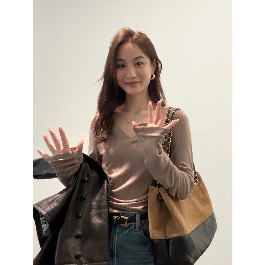 KEEP KAPU靠谱【松弛vibe】重磅品质天丝羊毛V领长袖T恤KP251190