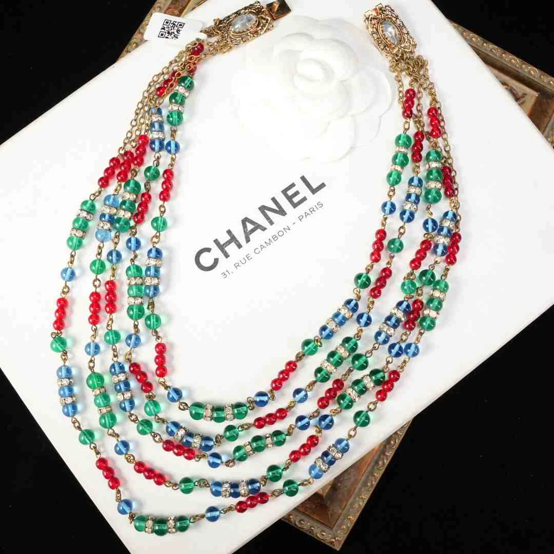 95新 Chanel/香奈儿 柚礼中古/香奈儿多色琉璃流苏项链lz509110