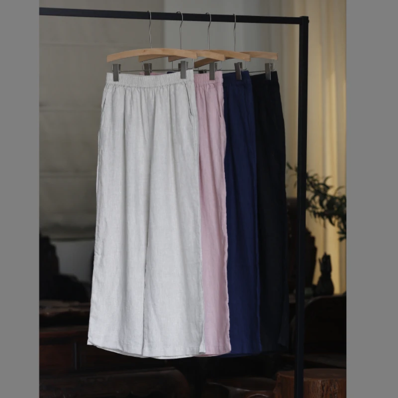 如素慢衣直筒裤女款爆款2025新款亚麻单层休闲百搭休闲裤36353