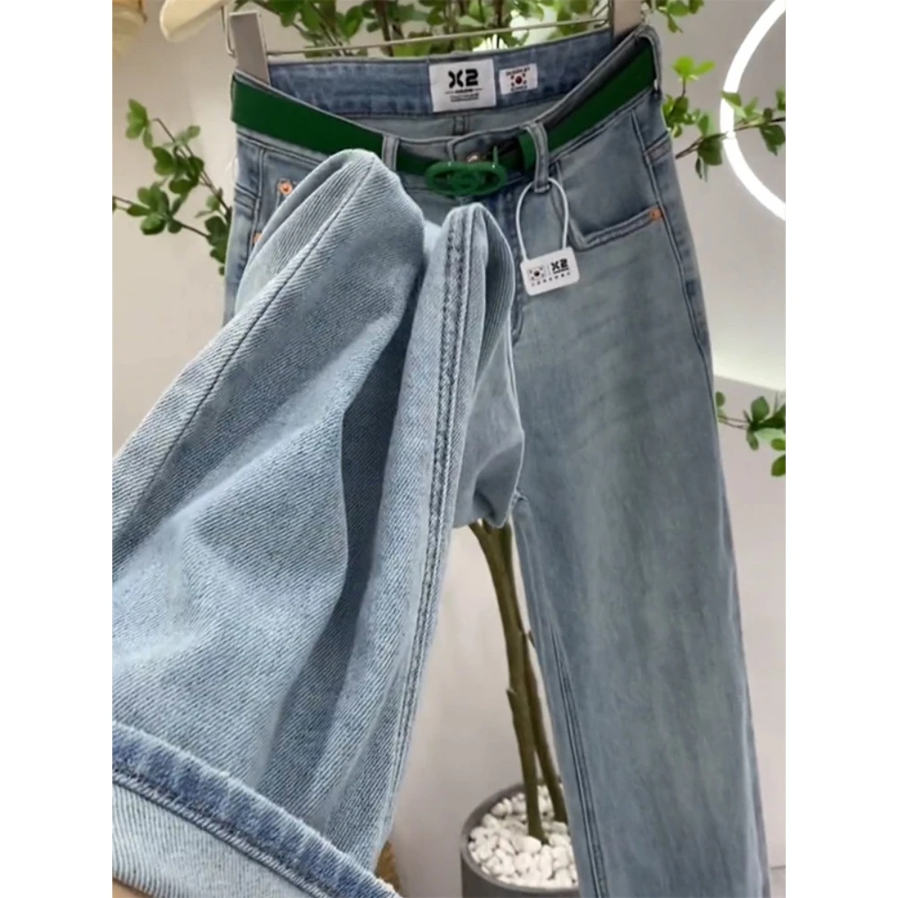 牛仔裤女2025年新款高腰拖地裤子裤窄版直筒裤爆款爆款小个子