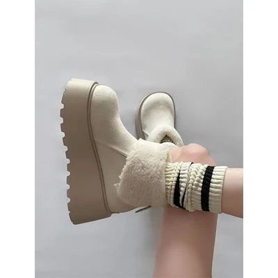 爆款女时尚百搭舒适加绒东北保暖棉鞋2025冬新款小个子厚底雪地靴